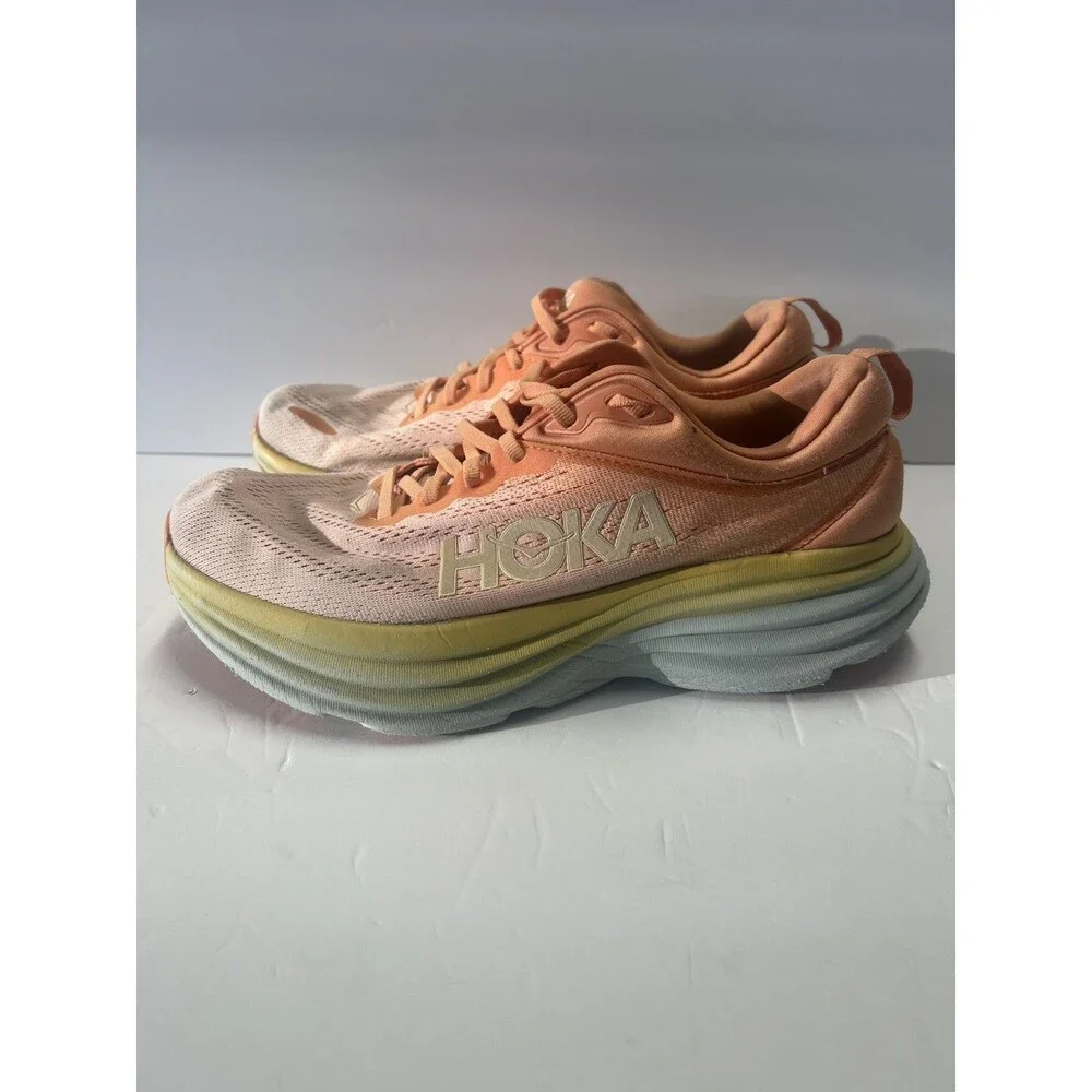 Hoka One One Bondi 8 Peach Shell Coral Running Shoes Womens Size 10B 1117952SCPP